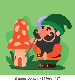 Garden gnome cartoon character Vector illustration