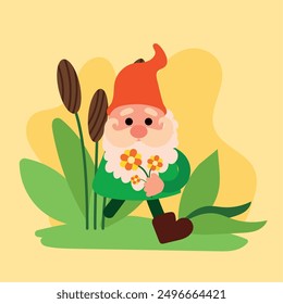 Garden gnome cartoon character Vector illustration