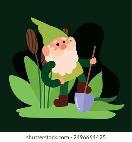 Garden gnome cartoon character Vector illustration