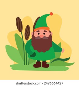 Garden gnome cartoon character Vector illustration