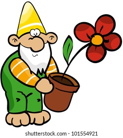 garden gnome with flower pot svg