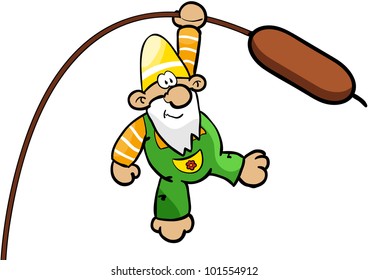 garden gnome hangs on reed svg