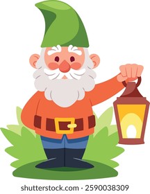 Garden gnome holding glowing lantern