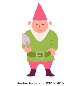 Garden gnome .Isolated on white background.Vector flat illustration.