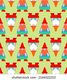 Garden gnome pattern seamless. background Vector illustration. Baby fabric texture