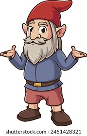 Garden gnome shrugging and looking unsure vector illustration