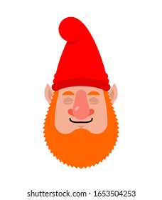 Garden gnome sleeping emoji. dwarf asleep emotions. dormant Vector illustration