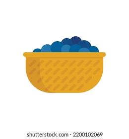 Garden grapes basket icon. Flat illustration of garden grapes basket vector icon isolated on white background