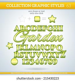 Garden Graphic Styles for Design. Graphic styles can be use for decor, text, title, cards, events, posters, icons, logo and other.