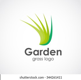 Garden grass curve abstract vector and logo design or template green leaf business icon of company identity symbol concept