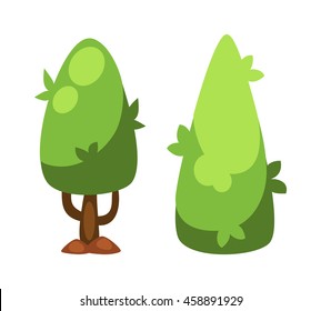 Garden green trees isolated on white background and garden tree vector illustration