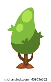 Garden green trees isolated on white background and garden tree vector illustration