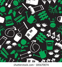 garden green, white and black seamless pattern eps10
