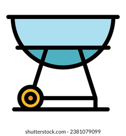 Garden grill icon outline vector. Bbq fire. Food cook color flat