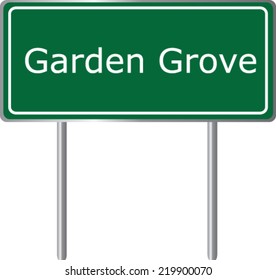 Garden Grove, California, road sign green vector illustration, road table, USA city
