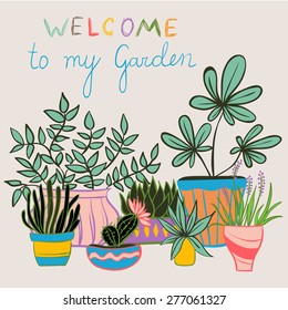 Garden grow vector illustration. Welcome to my garden