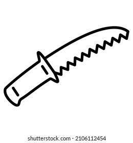 Garden hacksaw, hand saw for pruning trees. A gardener's tool, a carpenter's tool. Gardening, agronomy. Vector icon, outline, isolated. Editable stroke