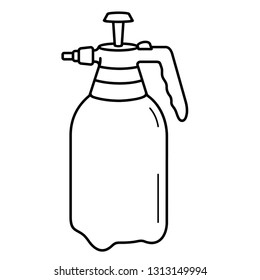 Garden hand compression sprayer. Vector outline icon isolated on white background.