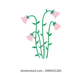 Garden hand drawn bluebells in flat style. Garden, flowers, plants. Vector illustration.