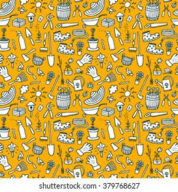 Garden hand drawn cartoon color seamless