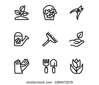 garden hand drawn icon set design illustration, hand drawn style design, designed web and app