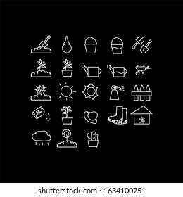 Garden Hand drawn Icon Set. Unique Style Icon Vector. Editable Vector Template.