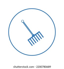 Garden hand drawn rake icon | Circle version icon |
