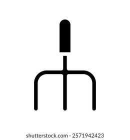 Garden hand fork icon. Concept of gardening, agriculture, and farming.