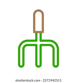 Garden hand fork icon. Concept of gardening, farming, and agriculture.