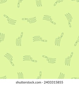 Garden hand fork line art seamless pattern. Suitable for backgrounds, wallpapers, fabrics, textiles, wrapping papers, printed materials, and many more. Editable vector.