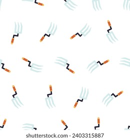 Garden hand fork seamless pattern. Suitable for backgrounds, wallpapers, fabrics, textiles, wrapping papers, printed materials, and many more. Editable vector.