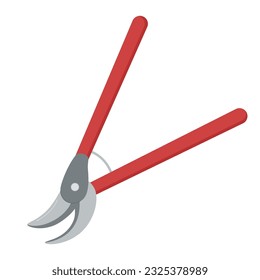 Mano de jardín, tijeras de poda, secadores, tijeras de alfileres. Herramienta de jardinería. Ilustración del vector aislada en fondo blanco