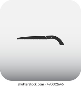 Garden hand saw sign black simple icon on  background