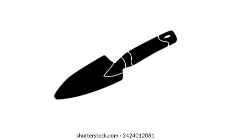 Garden Hand Trowel, black isolated silhouette