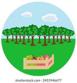 Jardín, cosecha. Orgánico. Guardar Vamos. Diseño plano. Ilustración vectorial.