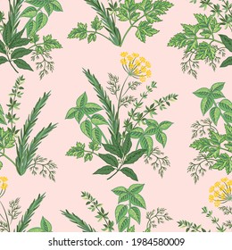 Garden Herbs seamless pattern design