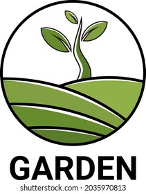 ilustración del vector de diseño de la colina de jardín