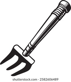 Garden Hoe Rustic Tool for Gardening, Silhouette vector art illustration with a white background