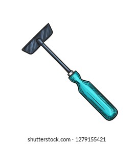 Garden hoe. Garden tools sketch style