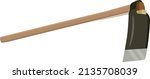 Garden hoe with woden handle, illustration, vector on a white background.