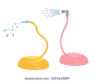 garden hose, fire hose, watering hose. Vector Illustration for printing, backgrounds and packaging. Image can be used for greeting cards, posters, stickers and textile. Isolated on white background.