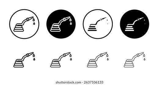 garden hose icon Black line art vector logo set