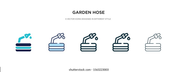garden hose icon in different style vector illustration. two colored and black garden hose vector icons designed in filled, outline, line and stroke style can be used for web, mobile, ui