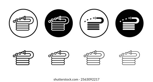 Garden hose icon Flat outline fill set collection