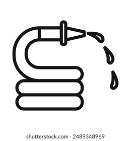 símbolo de Vector o conjunto de signos de la manguera de jardín colección en contorno blanco y negro