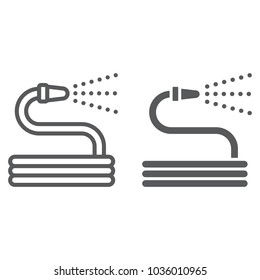 Garden hose line and glyph icon, farming and agriculture, water hose sign vector graphics, a linear pattern on a white background, eps 10.