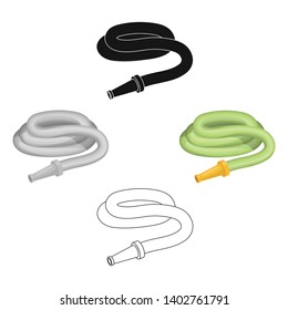 Garden hose with nozzle. Hose for watering beds.Farm and gardening single icon in cartoon,black style vector symbol stock illustration.