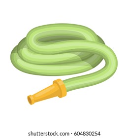 Garden hose with nozzle. Hose for watering beds.Farm and gardening single icon in cartoon style vector symbol stock illustration.