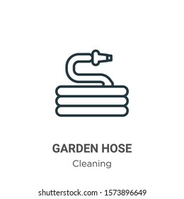 Garden hose outline vector icon. Thin line black garden hose icon, flat vector simple element illustration from editable cleaning concept isolated on white background