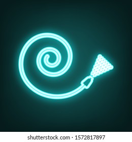 Garden hose sign. Cyan neon icon in the dark. Bluring. Luminescence. Illustration.